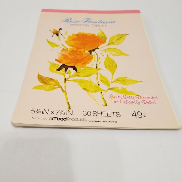 Vtg Mead Stationery Letter Pad Writing Tablet Rose Fantasia 30 Sheets CLEAN - Picture 2 of 6